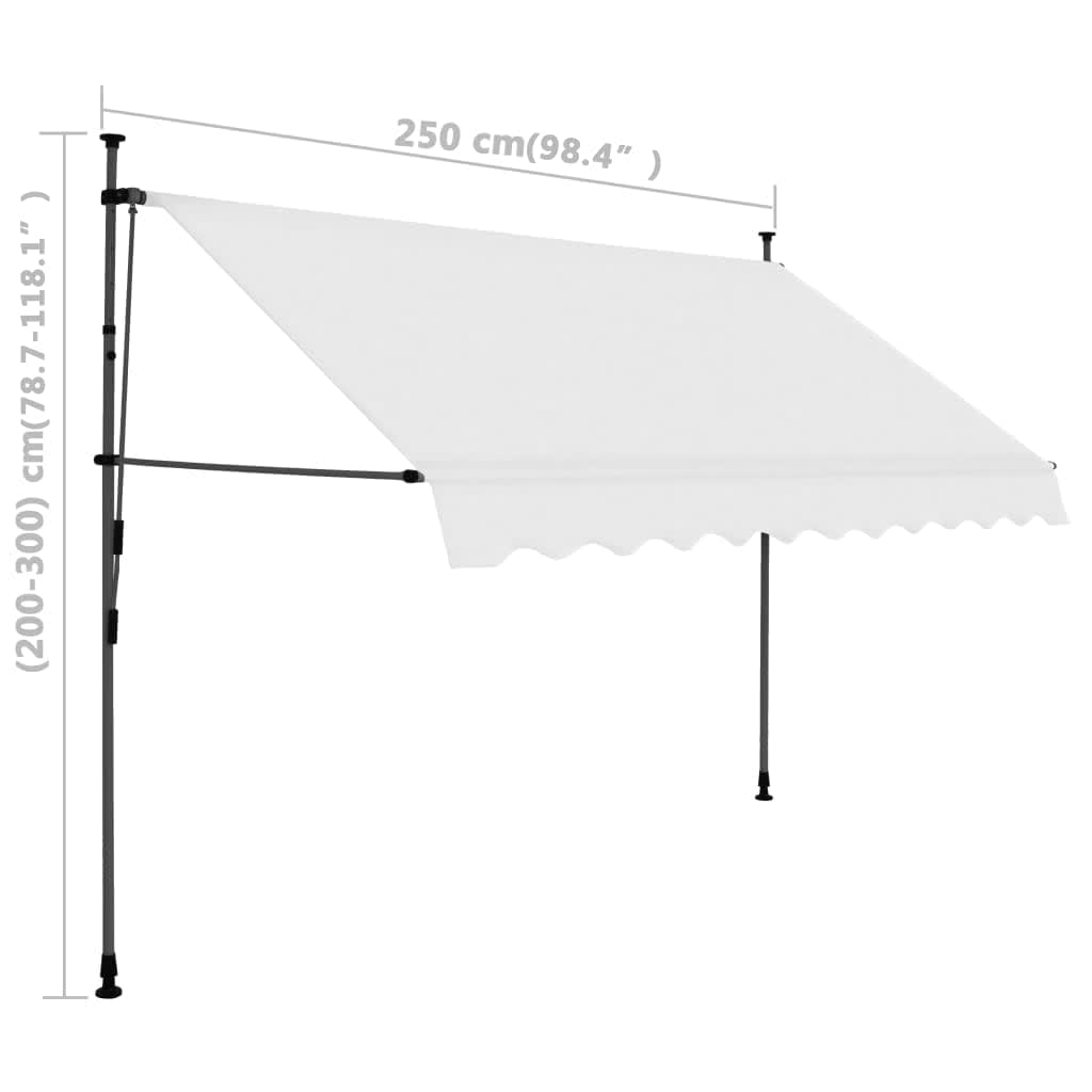 vidaXL Auvent manuel rétractable avec LED 250 cm Crème