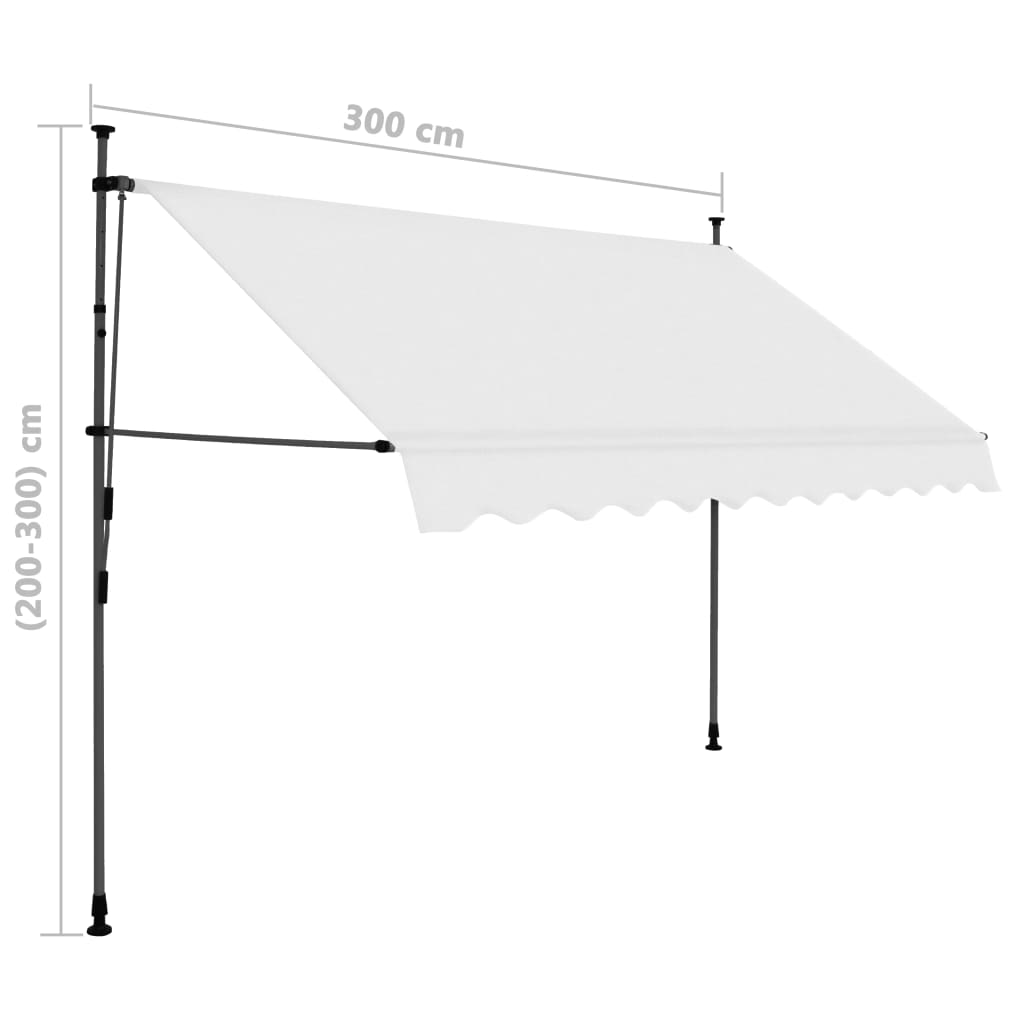 vidaXL Auvent manuel rétractable avec LED 300 cm Crème