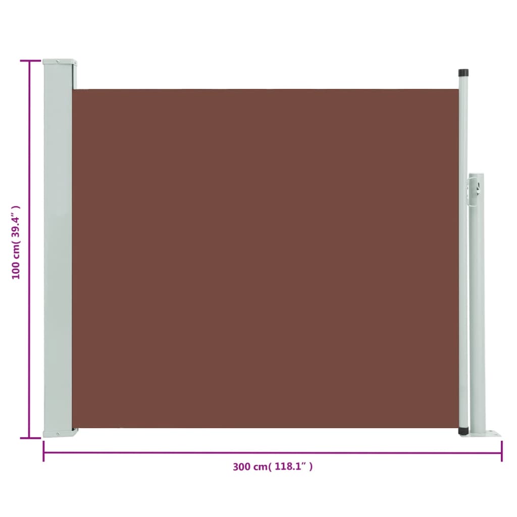 vidaXL Auvent latéral rétractable de patio 100x300 cm Marron