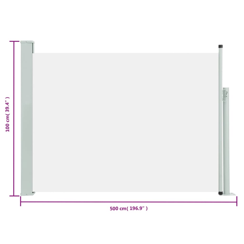 vidaXL Auvent latéral rétractable de patio 100x500 cm Crème