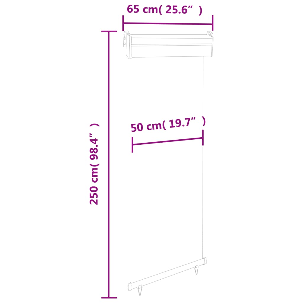 vidaXL Auvent latéral de balcon 65x250 cm Marron