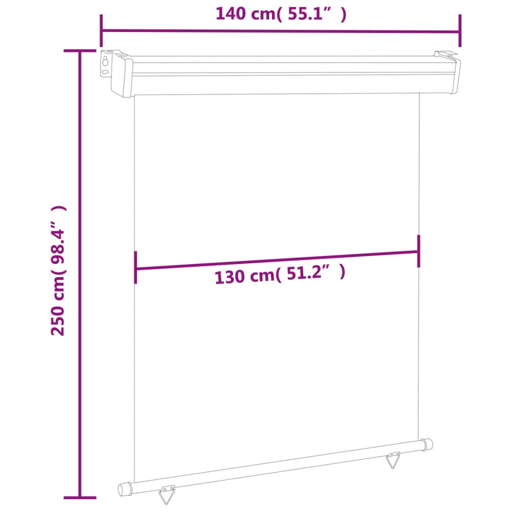 vidaXL Auvent latéral de balcon 140x250 cm Rouge