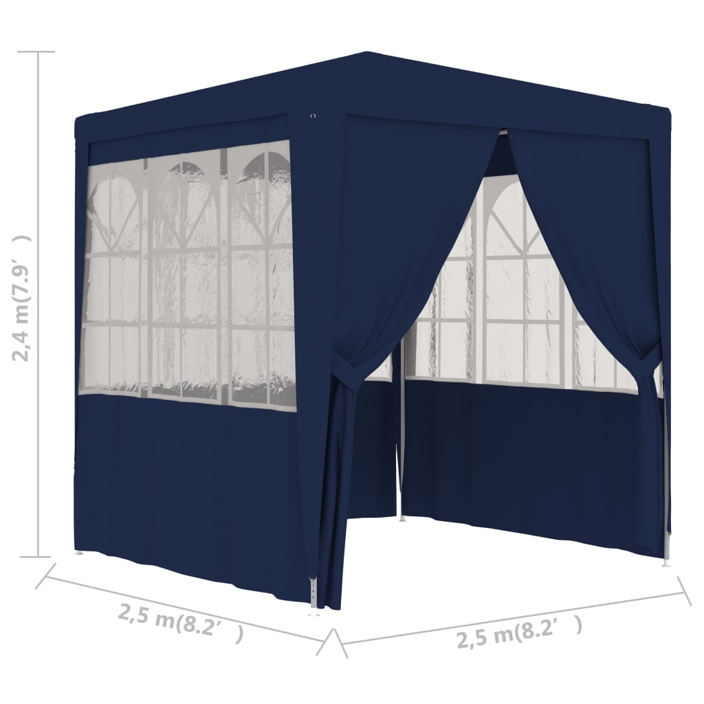 vidaXL Tente de réception avec parois latérales 2,5x2,5 m Bleu 90 g/m²