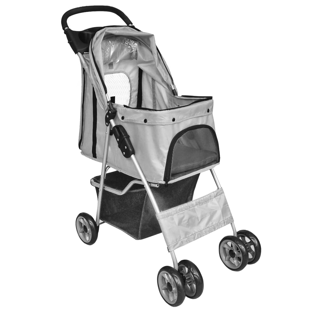 vidaXL Poussette pliable pour chiens/chats Gris