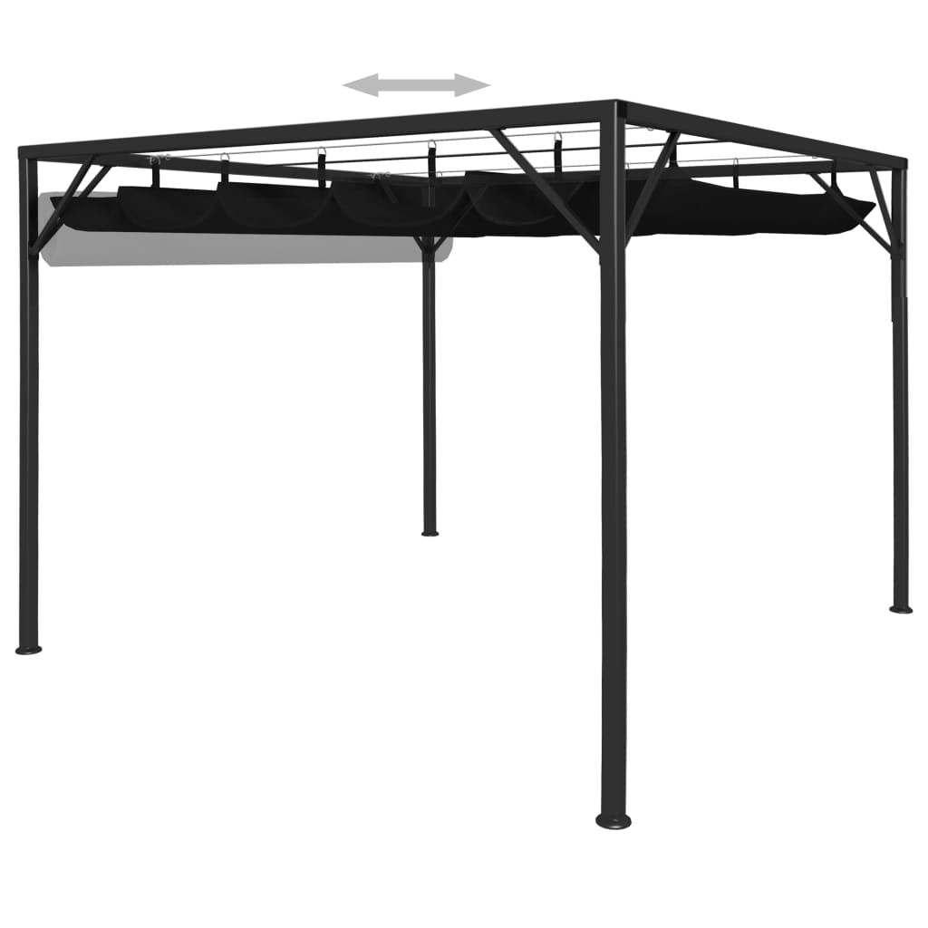 vidaXL Chapiteau de jardin avec auvent rétractable 3x3 m Anthracite