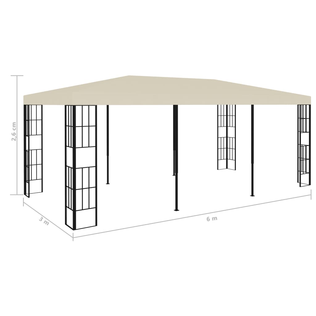vidaXL Belvédère 3x6 m Crème