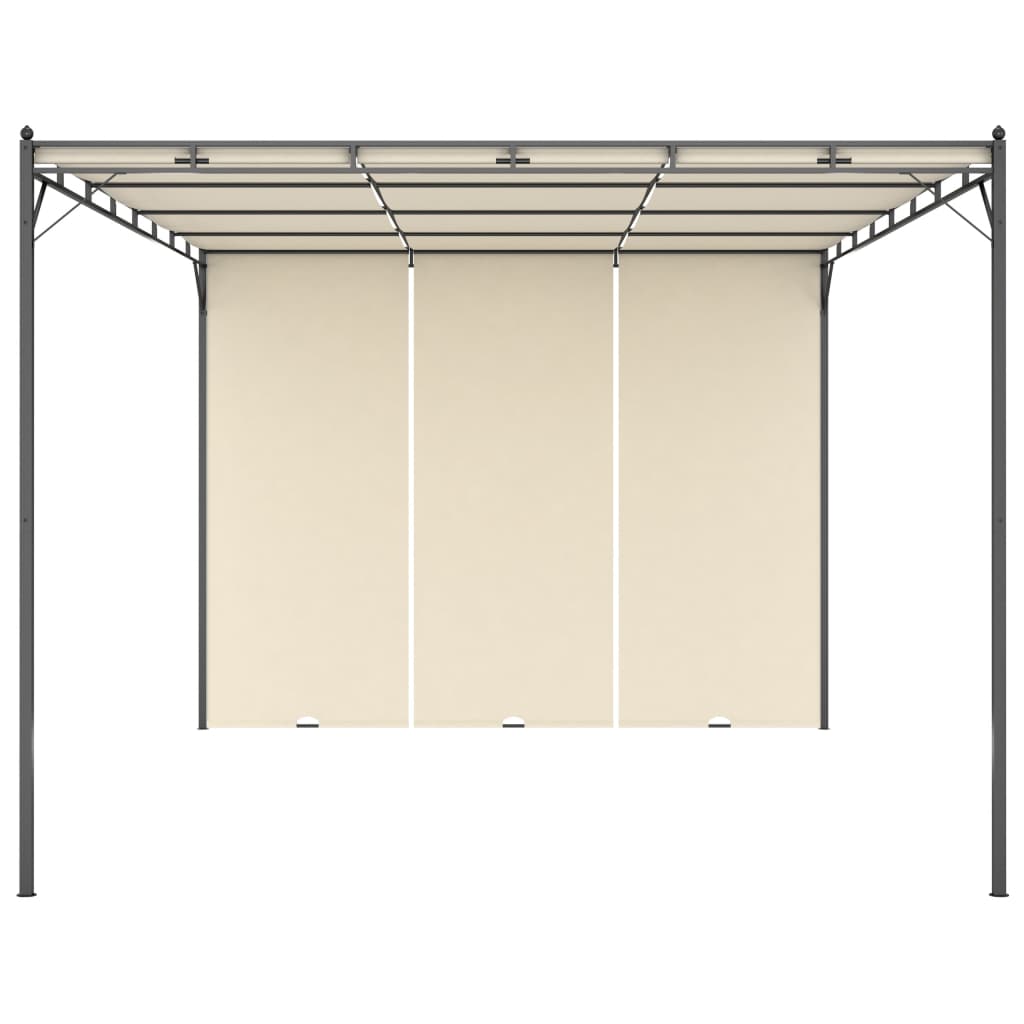 vidaXL Belvédère de jardin avec rideau latéral 4x3x2,25 m Crème