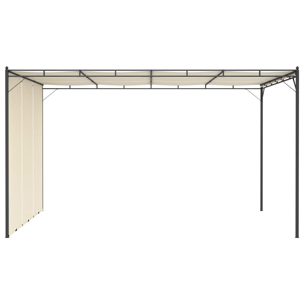 vidaXL Belvédère de jardin avec rideau latéral 4x3x2,25 m Crème
