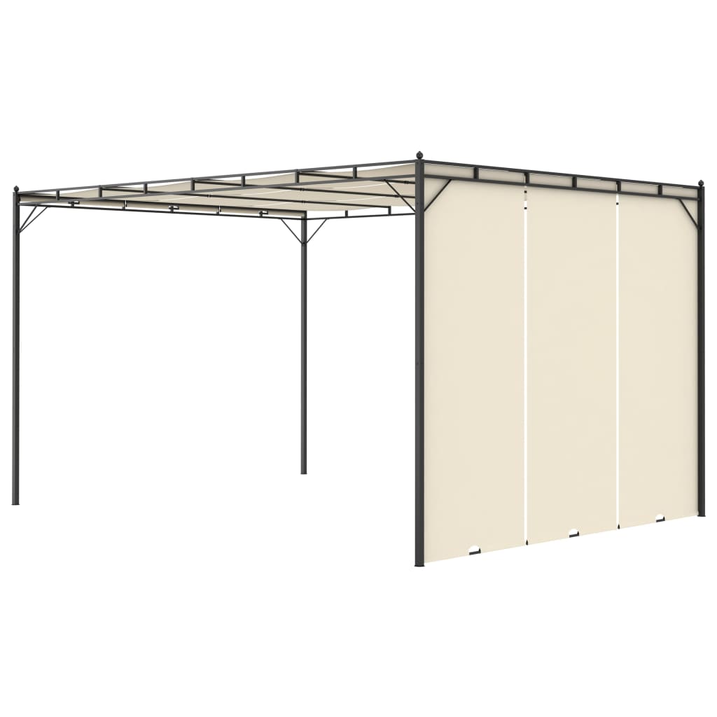 vidaXL Belvédère de jardin avec rideau latéral 4x3x2,25 m Crème