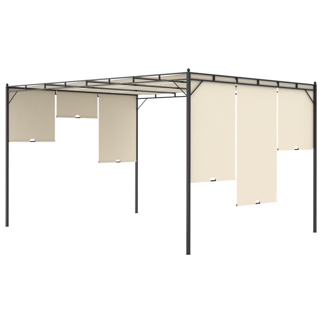 vidaXL Belvédère de jardin avec rideau latéral 4x3x2,25 m Crème