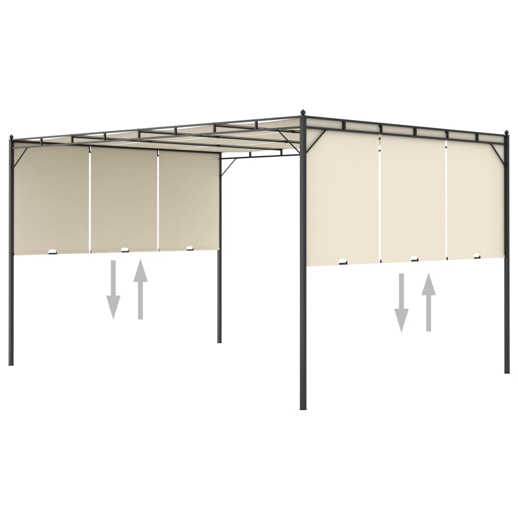 vidaXL Belvédère de jardin avec rideau latéral 4x3x2,25 m Crème