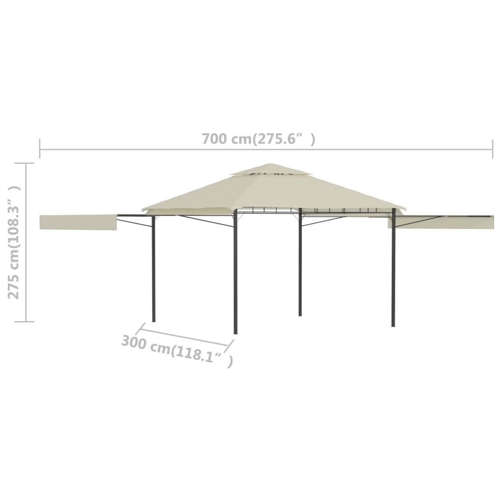 vidaXL Belvédère avec double toits étendus 3x3x2,75 m Crème 180 g/m²