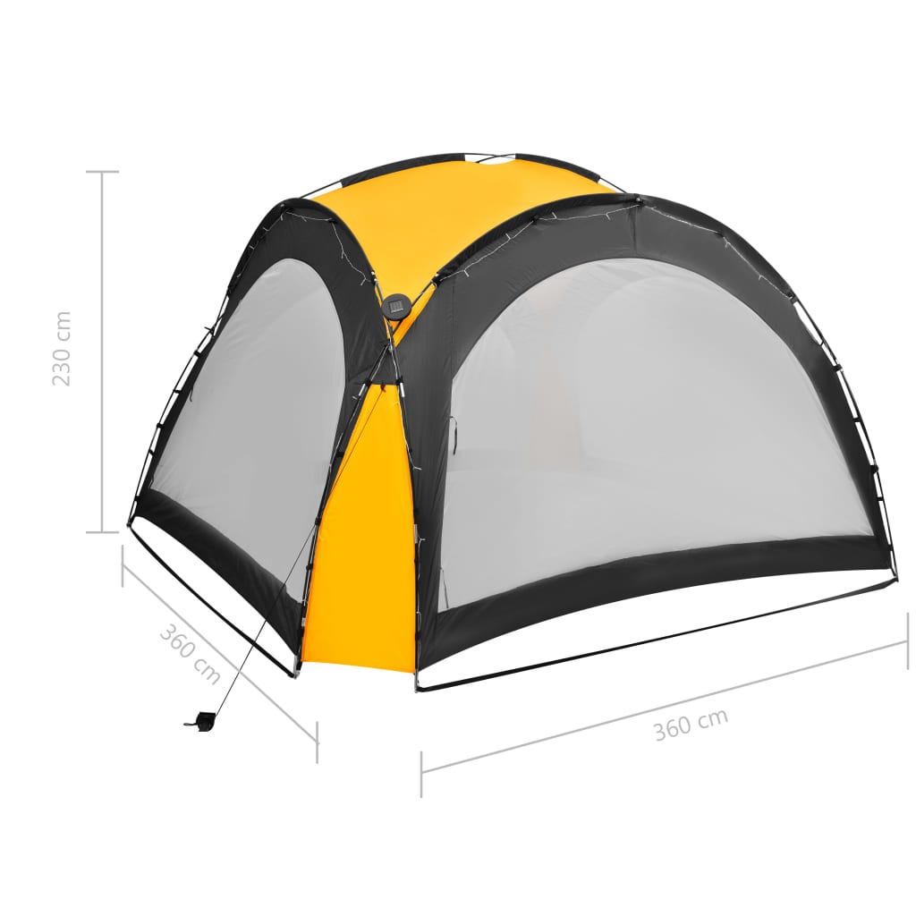 vidaXL Tente de réception avec LED et 4 parois 3,6x3,6x2,3 m Jaune
