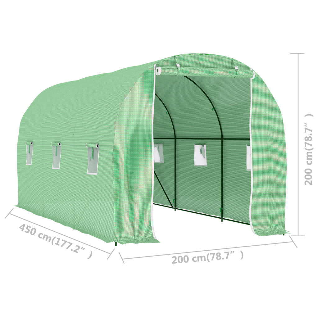 vidaXL Serre 9 m² 4,5x2x2 m