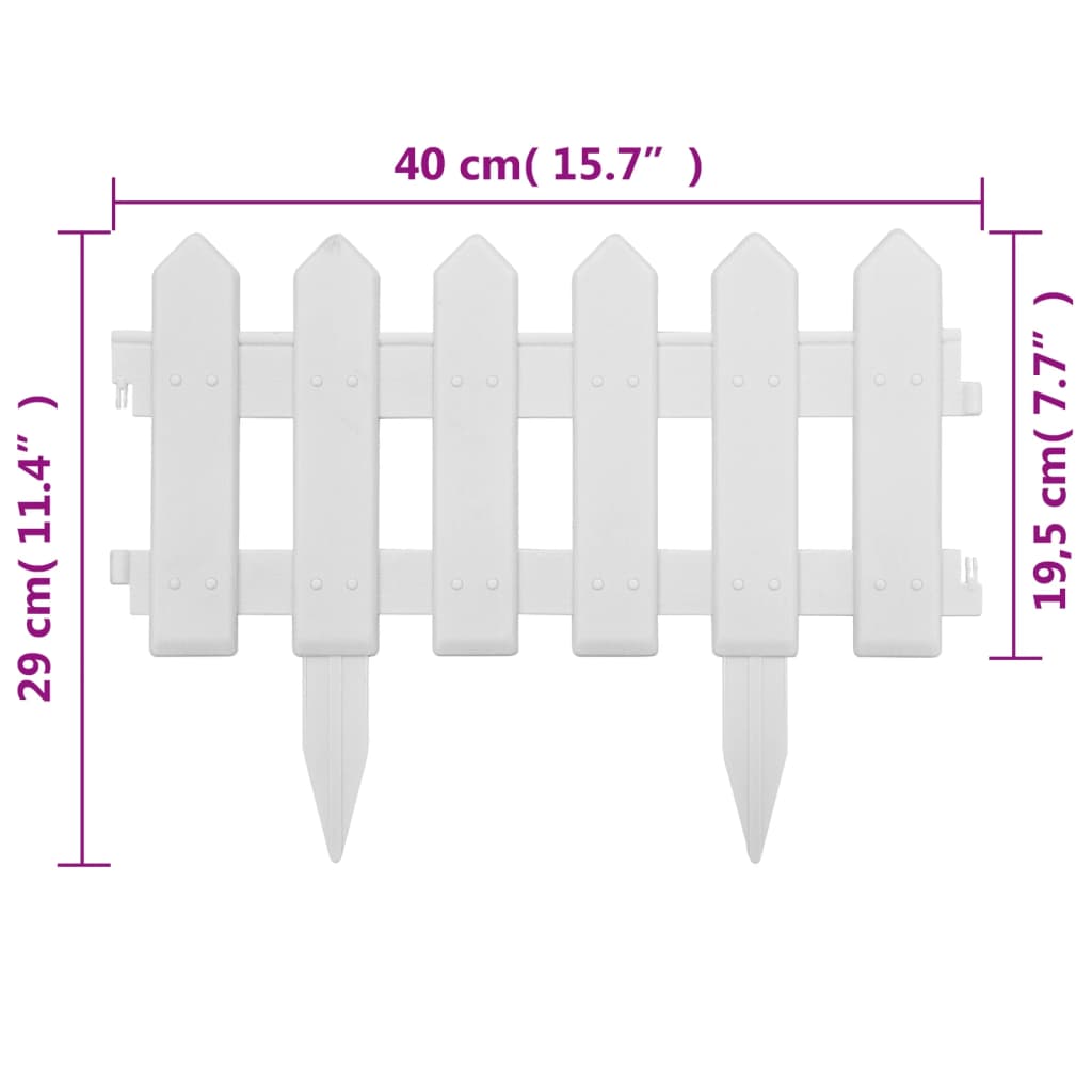 vidaXL Bordures de pelouse 25 pcs Blanc 10 m PP