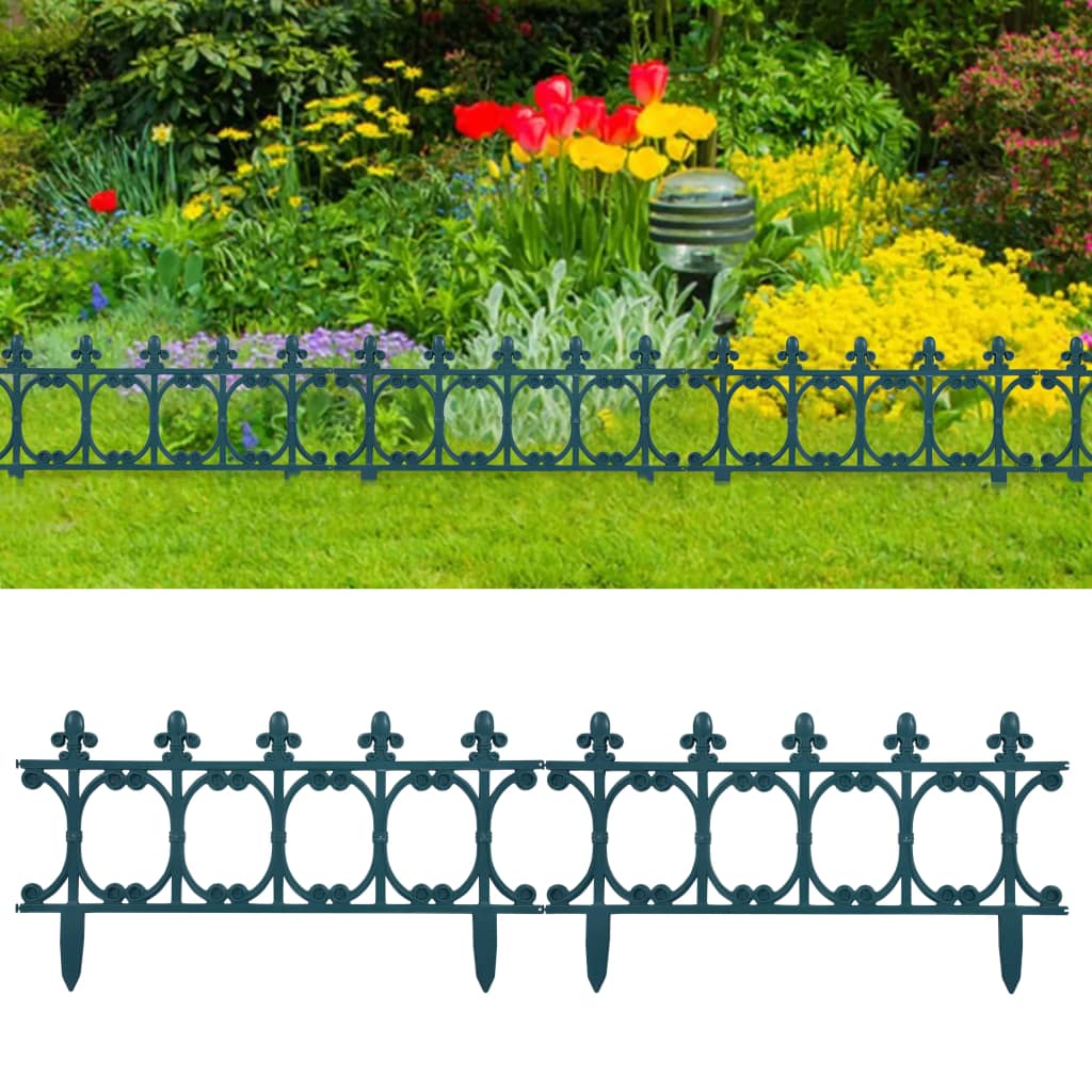 vidaXL Bordures de jardin 16 pcs Vert 10 m PP