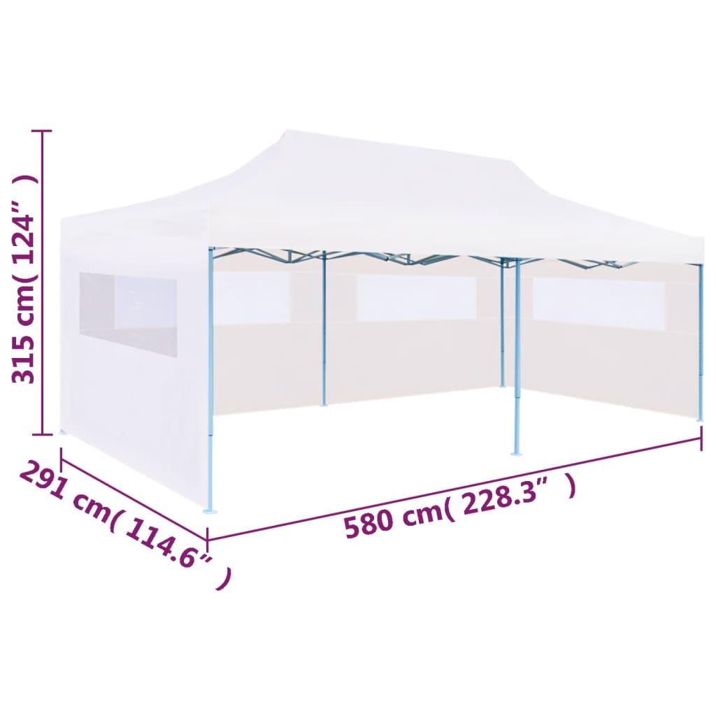 vidaXL Tente de réception pliable avec parois 3 x 6 m Acier Blanc