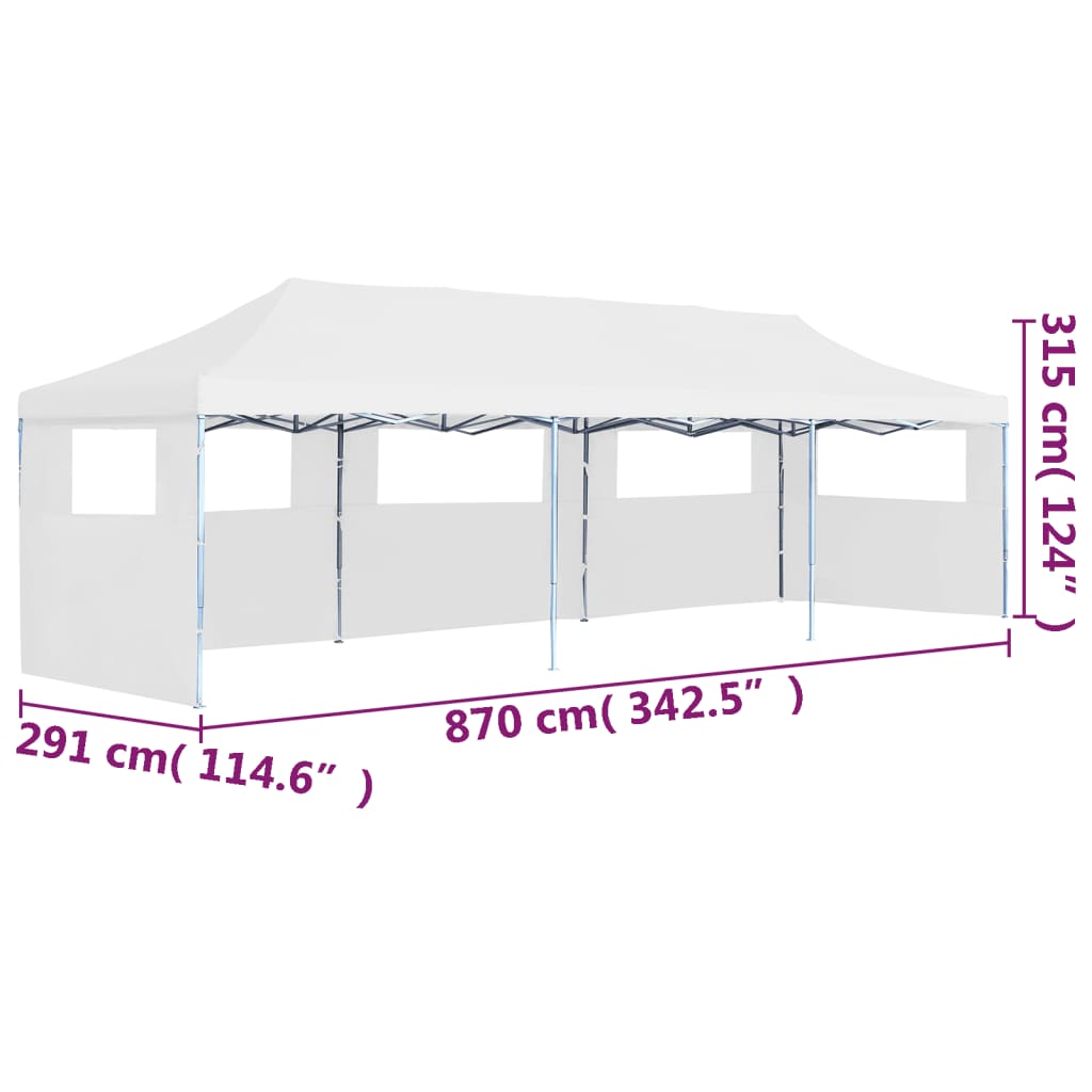vidaXL Tente de réception escamotable pliable avec 5 parois 3x9m Blanc