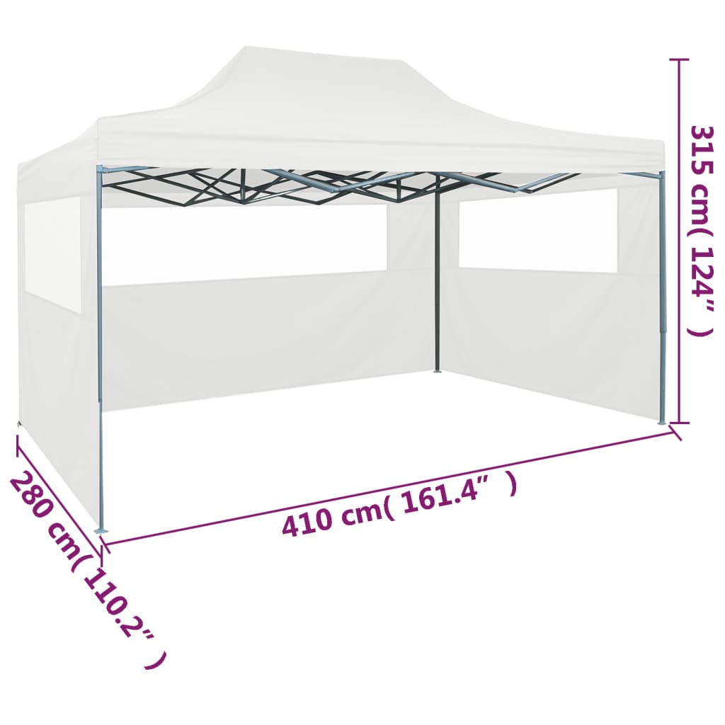 vidaXL Tente de réception pliable avec 3 parois 3x4 m Acier Blanc
