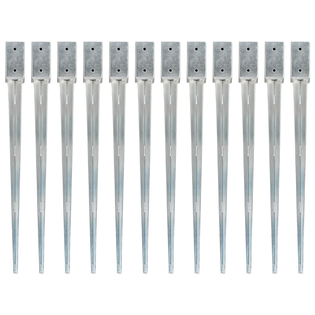 vidaXL Piquets au sol 12 pcs Argenté 7x7x90 cm Acier galvanisé
