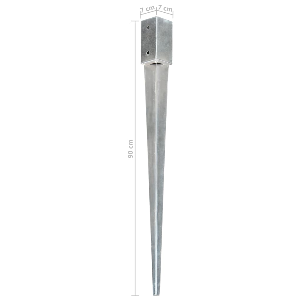 vidaXL Piquets au sol 12 pcs Argenté 7x7x90 cm Acier galvanisé