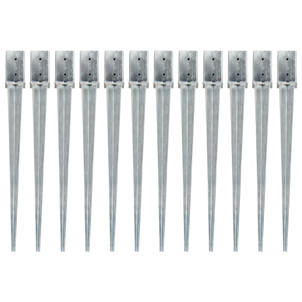 vidaXL Piquets au sol 12 pcs Argenté 8x8x91 cm Acier galvanisé