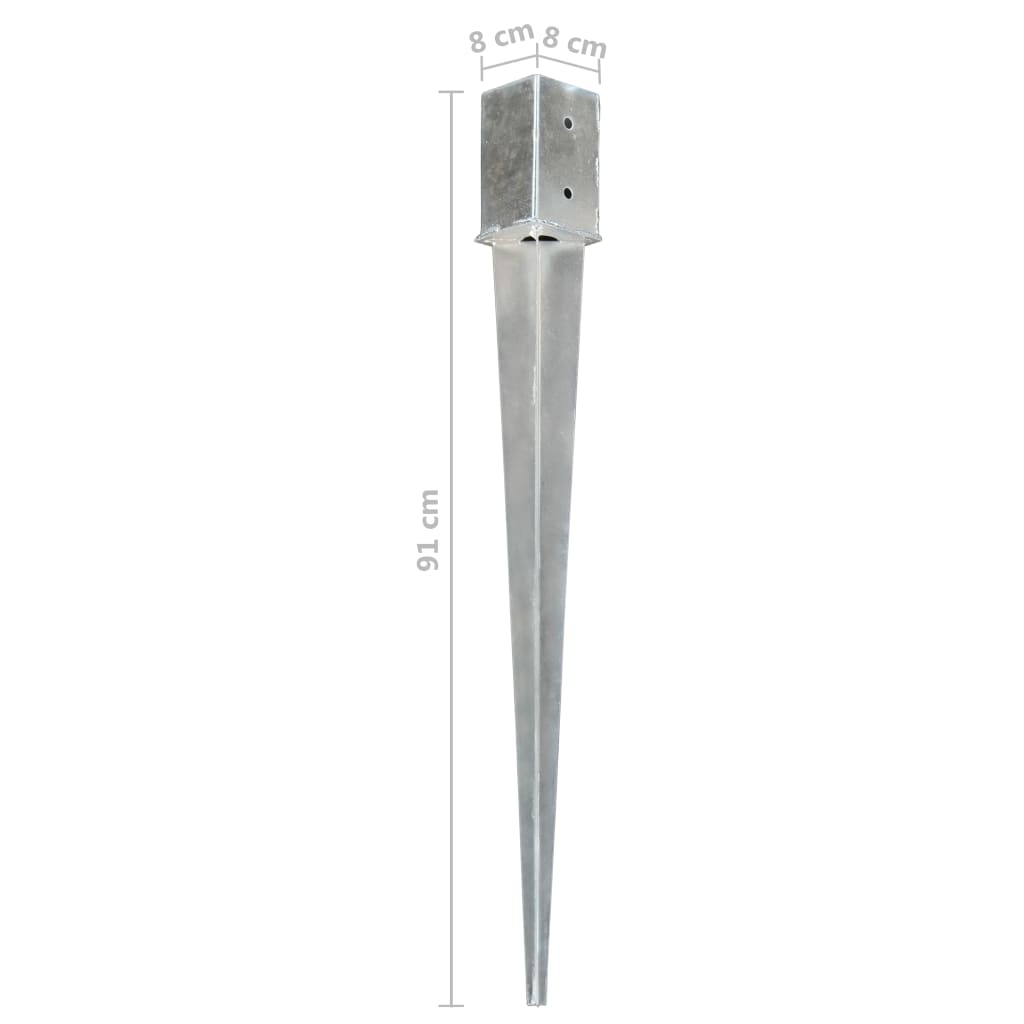 vidaXL Piquets au sol 12 pcs Argenté 8x8x91 cm Acier galvanisé