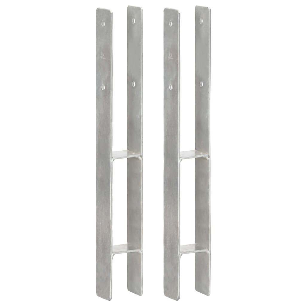 vidaXL Piquets de clôture 2 pcs Argenté 7x6x60 cm Acier galvanisé