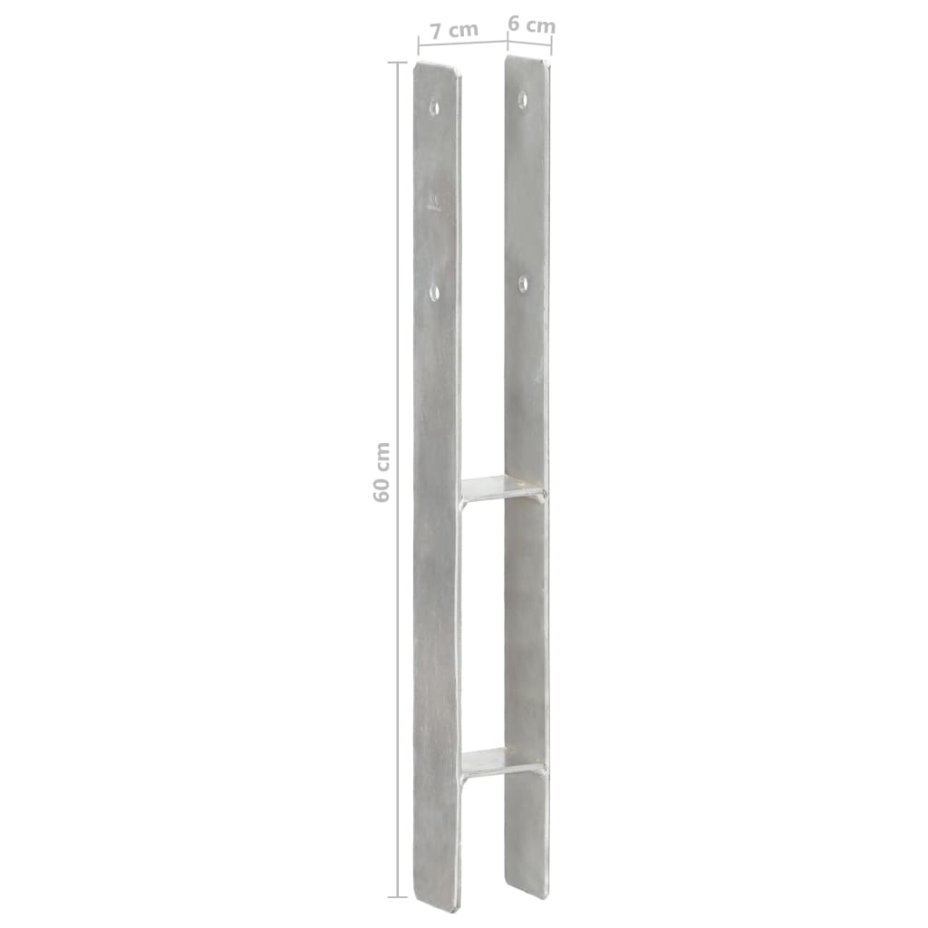vidaXL Piquets de clôture 6 pcs Argenté 7x6x60 cm Acier galvanisé
