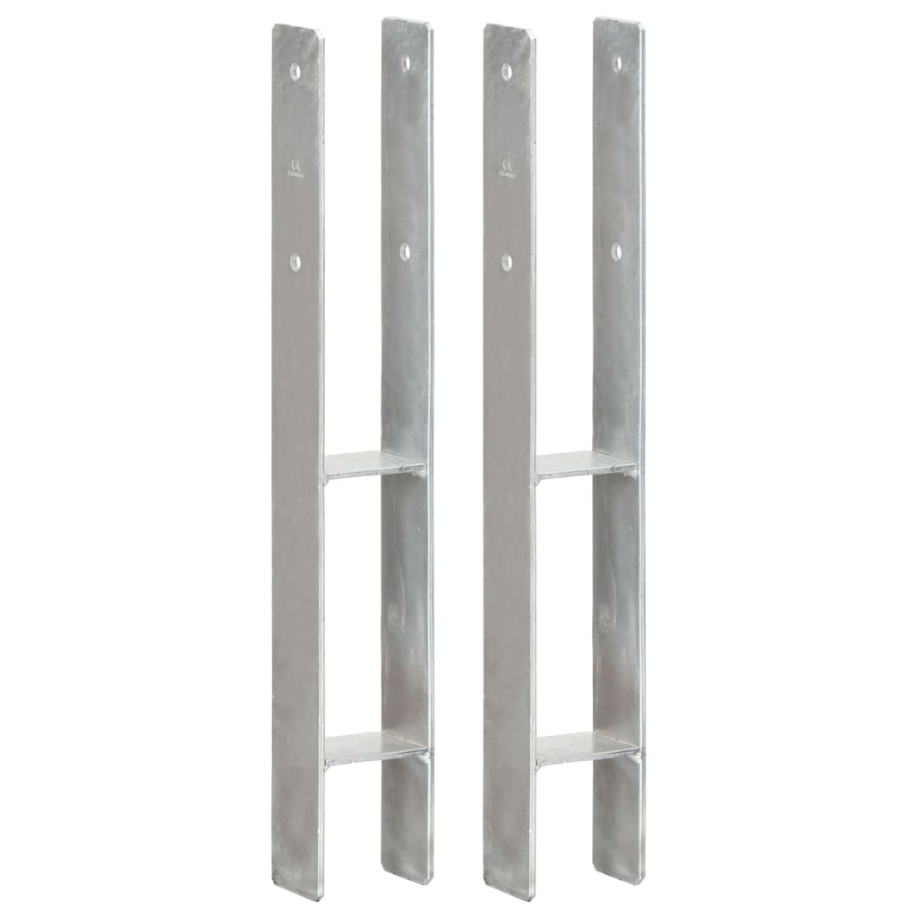 vidaXL Piquets de clôture 2 pcs Argenté 8x6x60 cm Acier galvanisé