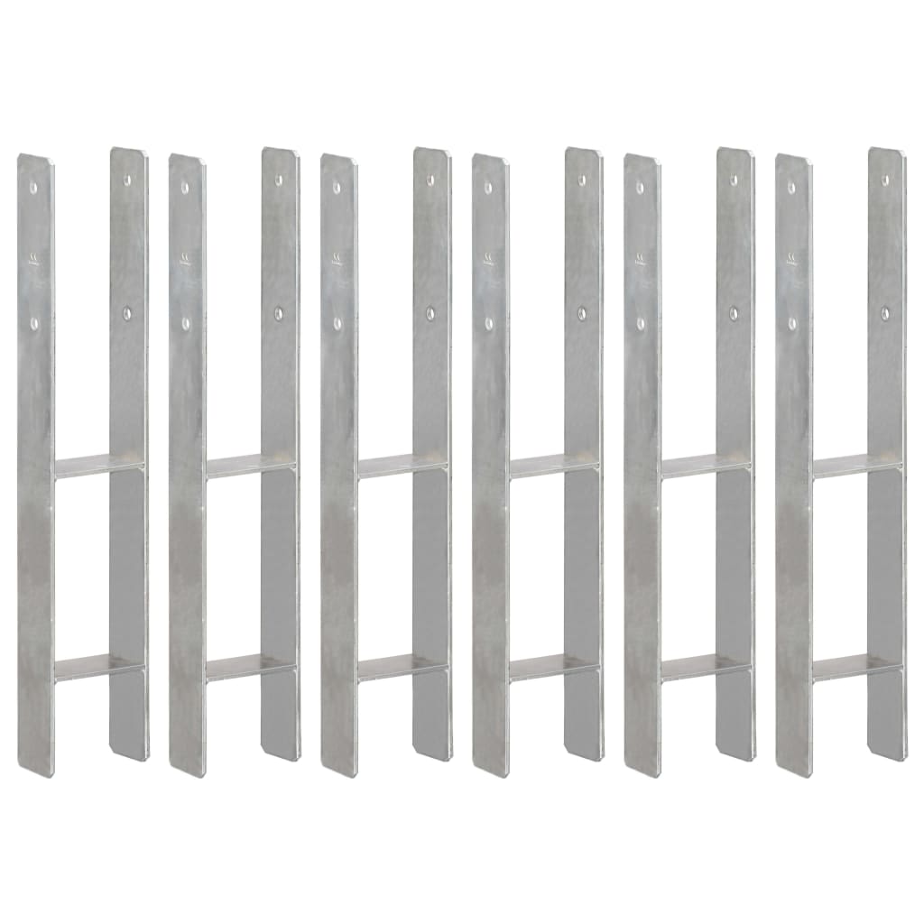 vidaXL Piquets de clôture 6 pcs Argenté 10x6x60 cm Acier galvanisé