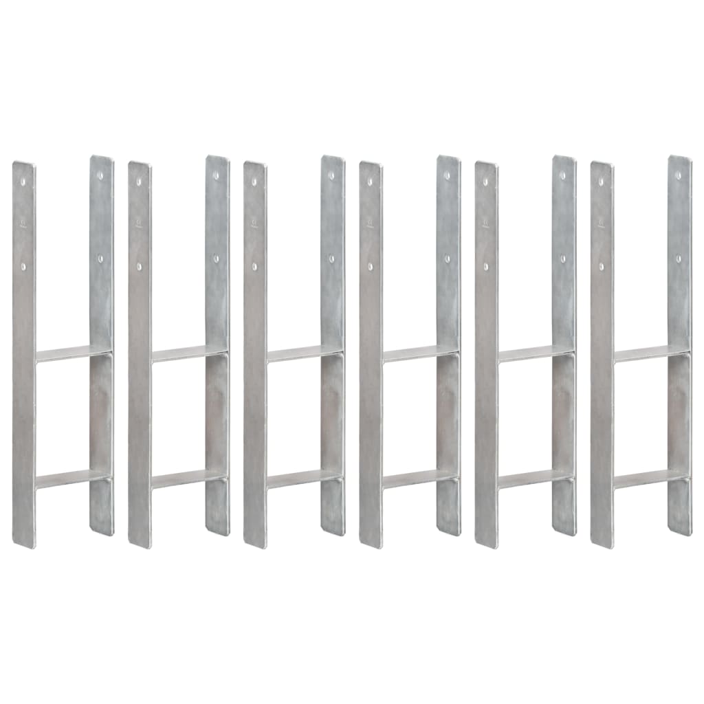 vidaXL Piquets de clôture 6 pcs Argenté 14x6x60 cm Acier galvanisé