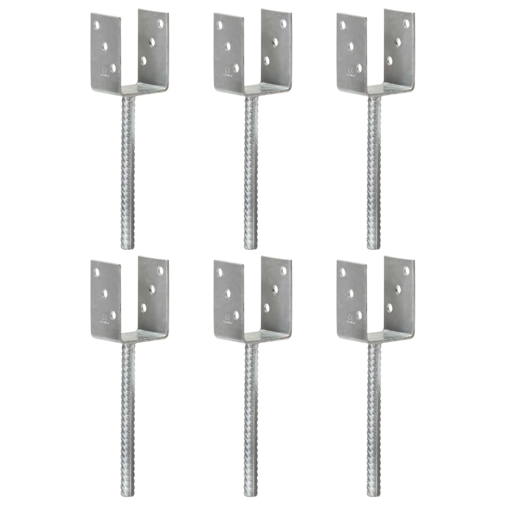 vidaXL Piquets de clôture 6 pcs Argenté 7x6x30 cm Acier galvanisé