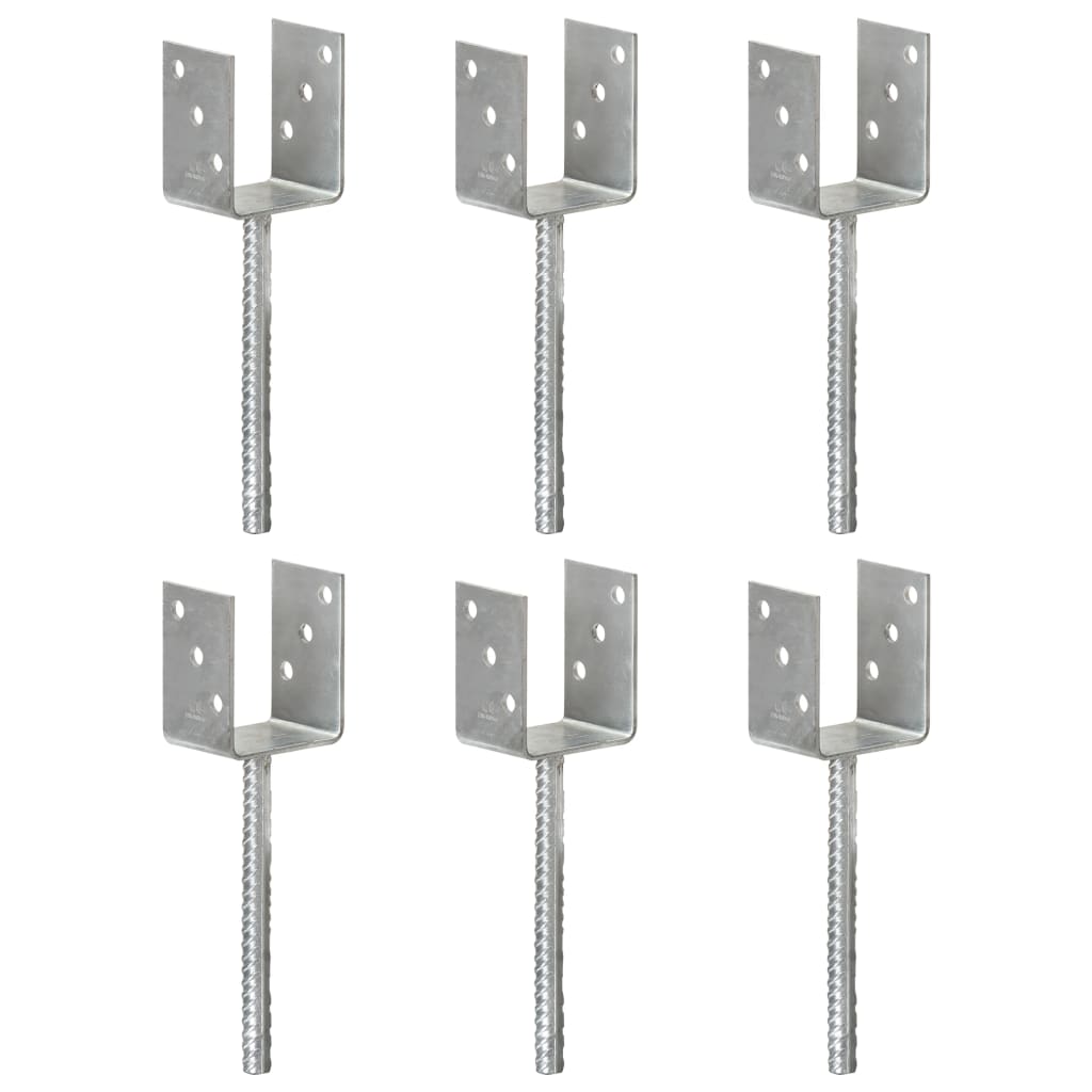 vidaXL Piquets de clôture 6 pcs Argenté 8x6x30 cm Acier galvanisé