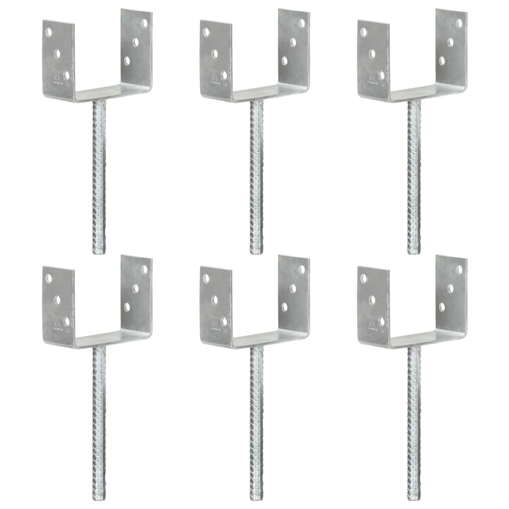 vidaXL Piquets de clôture 6 pcs Argenté 12x6x30 cm Acier galvanisé
