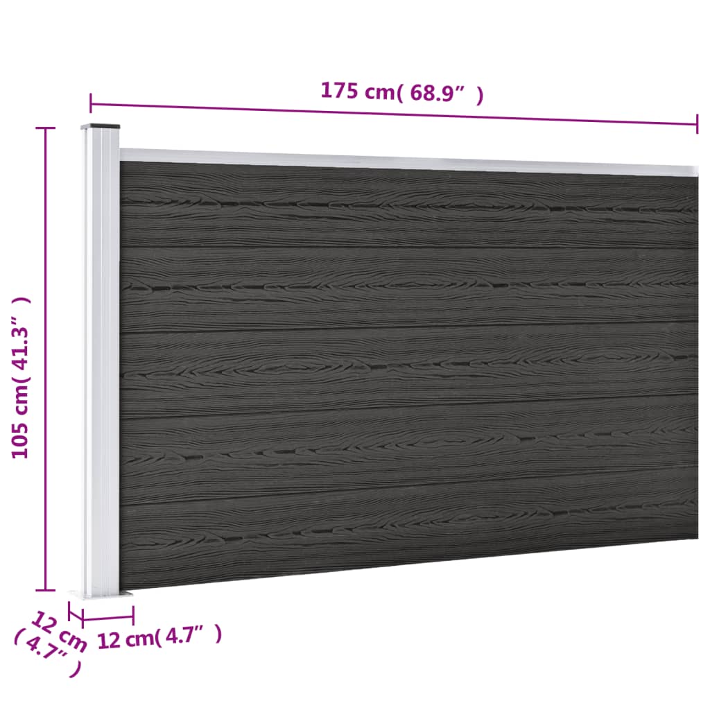 vidaXL Clôture de jardin WPC 175x105 cm Gris