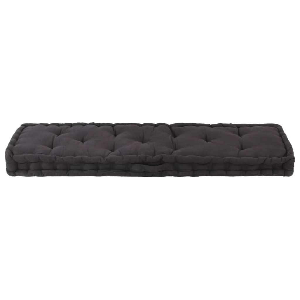 vidaXL Coussin de plancher de palette Coton 120x40x7 cm Noir
