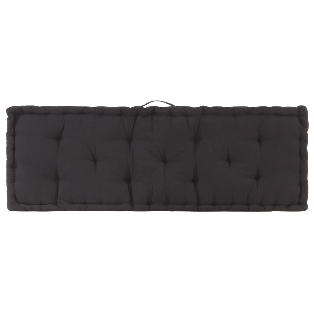 vidaXL Coussin de plancher de palette Coton 120x40x7 cm Noir