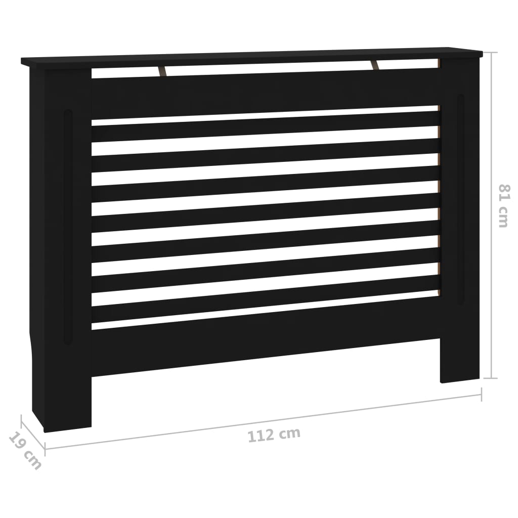 vidaXL Cache-radiateur noir 112x19x81,5 cm MDF