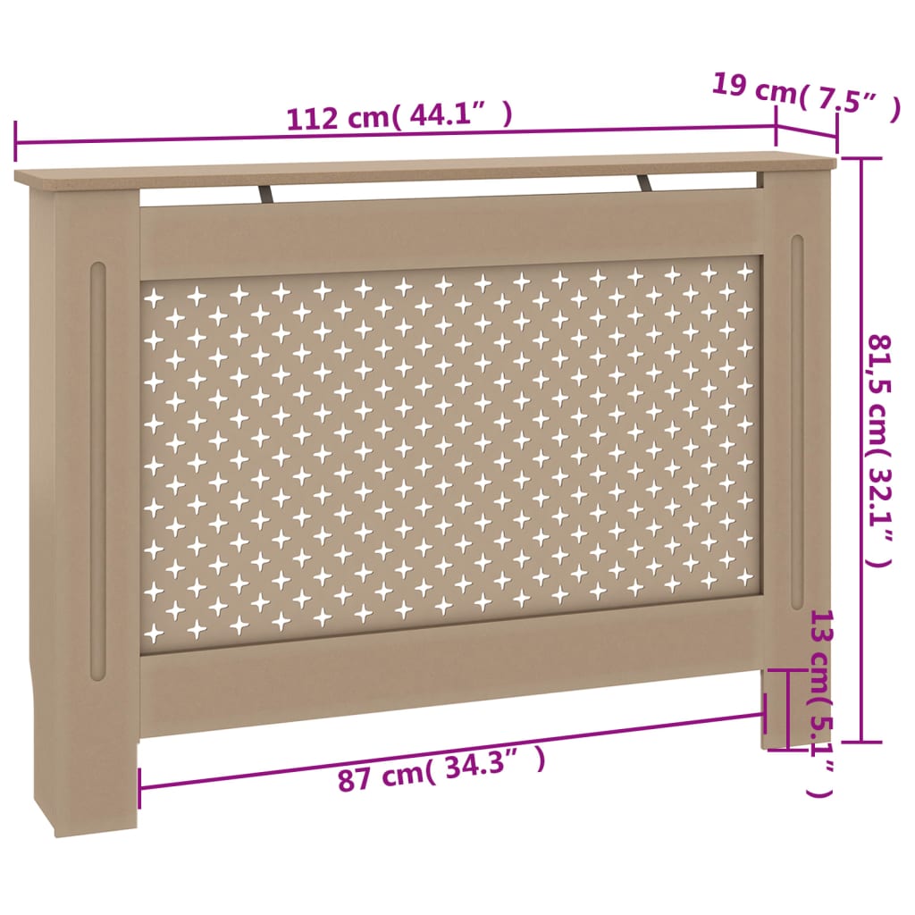 vidaXL Cache-radiateur 112x19x81,5 cm MDF