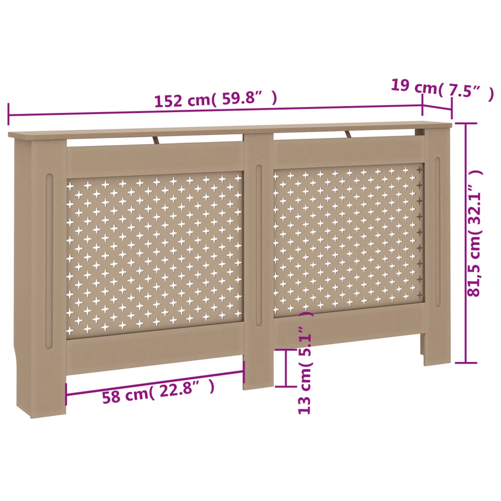 vidaXL Cache-radiateur 152x19x81,5 cm MDF