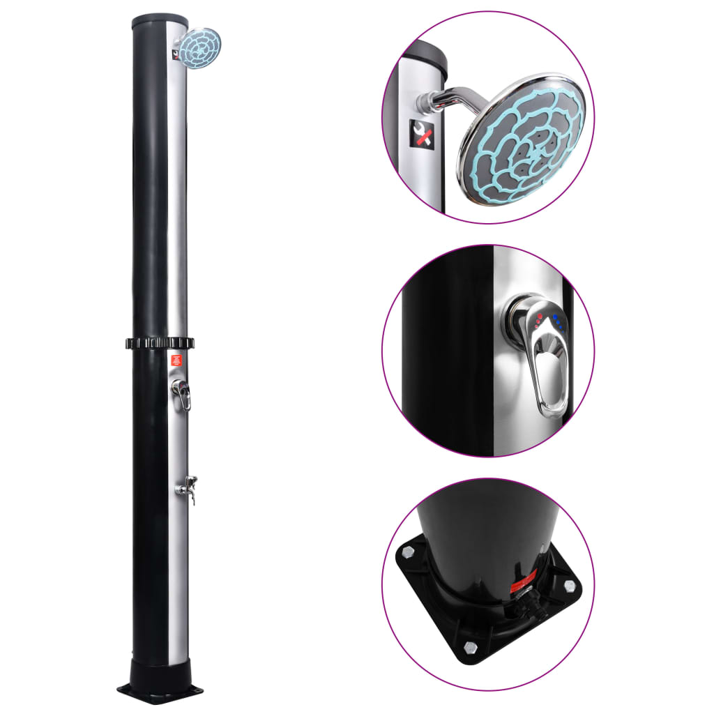 vidaXL Douche solaire d'extérieur avec pomme de douche et robinet 40 L
