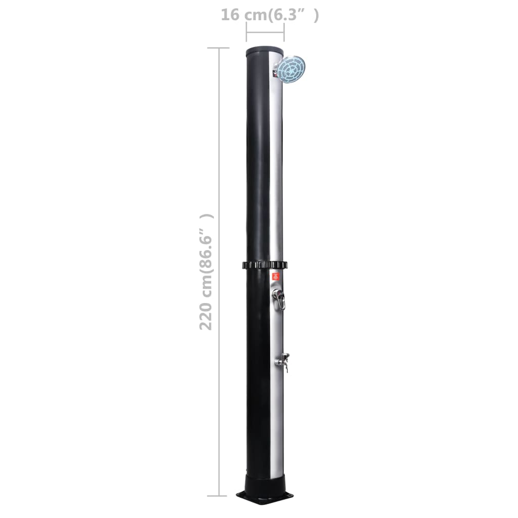vidaXL Douche solaire d'extérieur avec pomme de douche et robinet 40 L