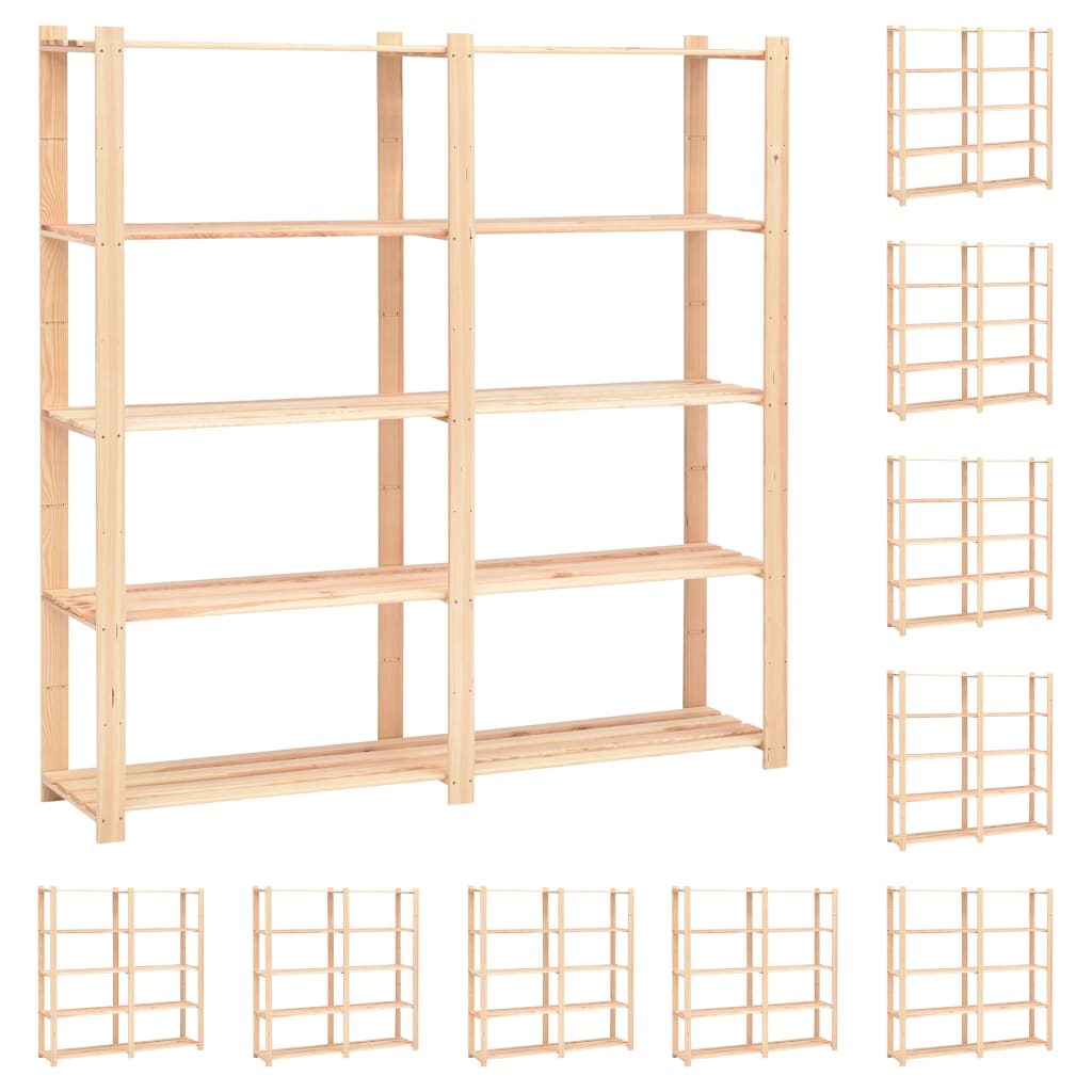 vidaXL Étagères de rangement à 5 niveaux 10pcs 170x38x170cm Pin 500 kg