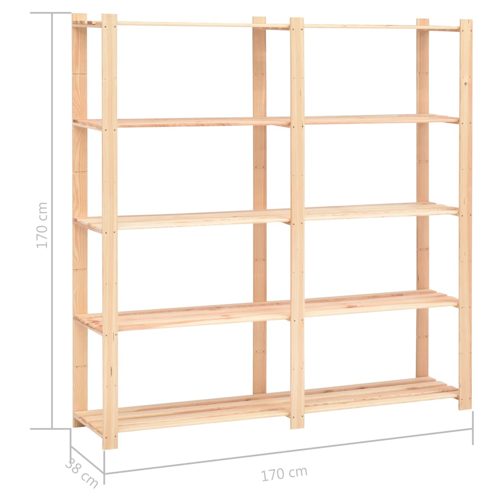 vidaXL Étagères de rangement à 5 niveaux 10pcs 170x38x170cm Pin 500 kg