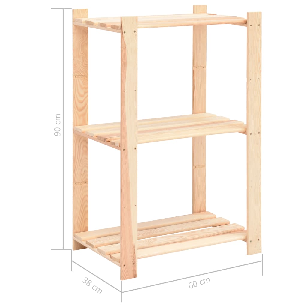 vidaXL Étagères de rangement à 3 niveaux 3 pcs 60x38x90 cm Pin 150 kg