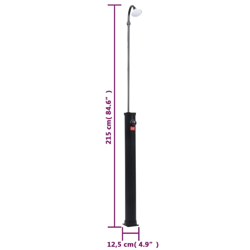 vidaXL Douche solaire de jardin Noir 215 cm 8 L