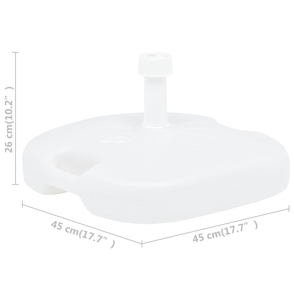 vidaXL Socle de parasol rempli de sable/d'eau 16 L Blanc Plastique