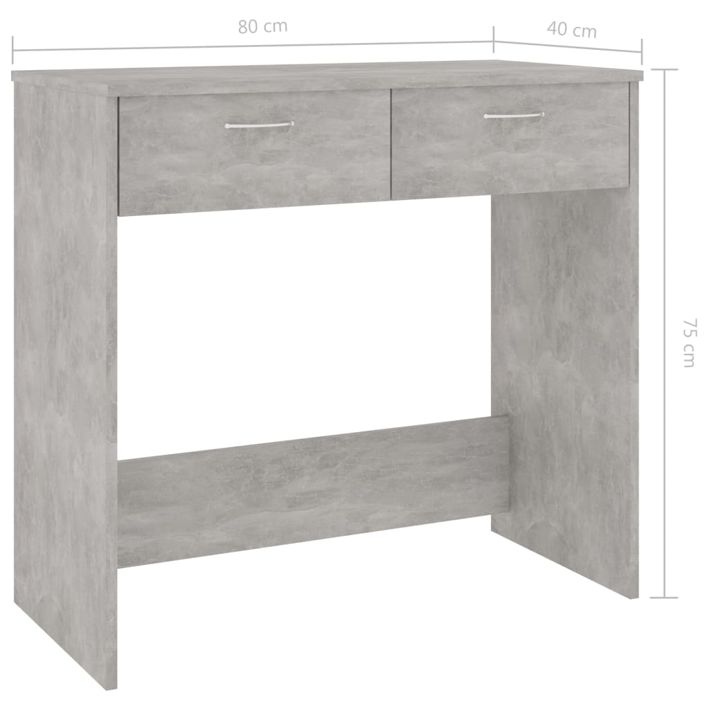vidaXL Bureau Gris béton 80x40x75 cm Aggloméré