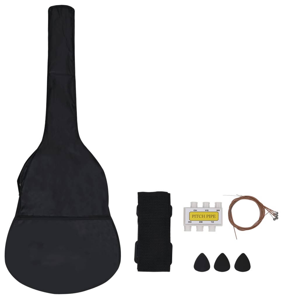 vidaXL Jeu de guitare classique pour débutants 8 pcs Noir 3/4 36"